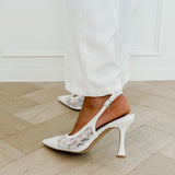 White Lace Farah Heels