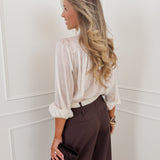 Ivory Satin Front Bow Blouse