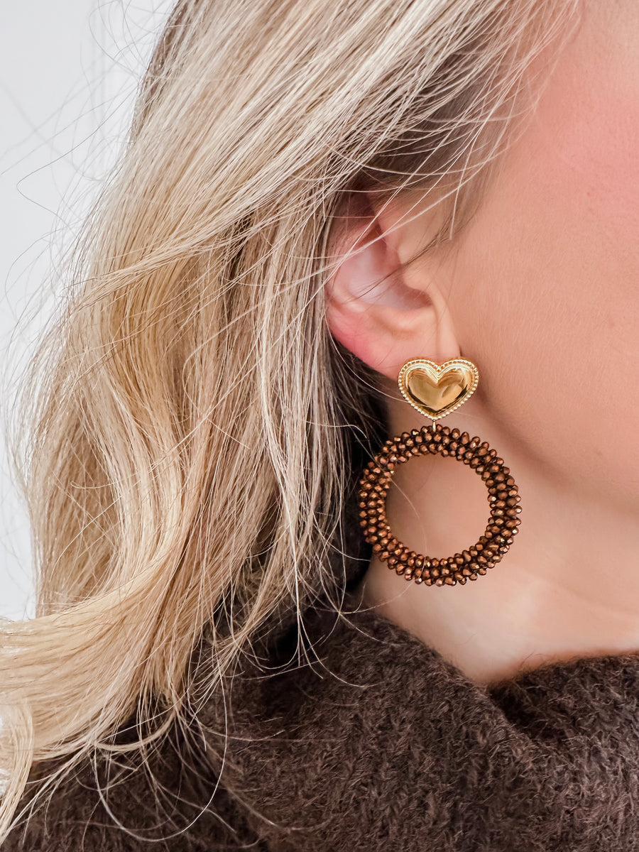 Brown Cristal Loops Earrings