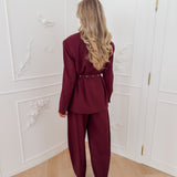 Burgundy Aiden Belt Blazer