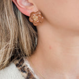 Coffee Audrey Flower Earrings