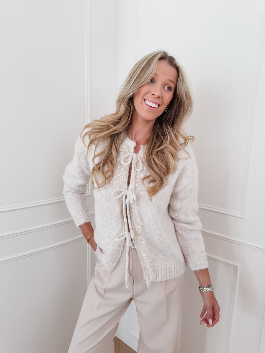 Greige Marguerite Romantic Cardigan