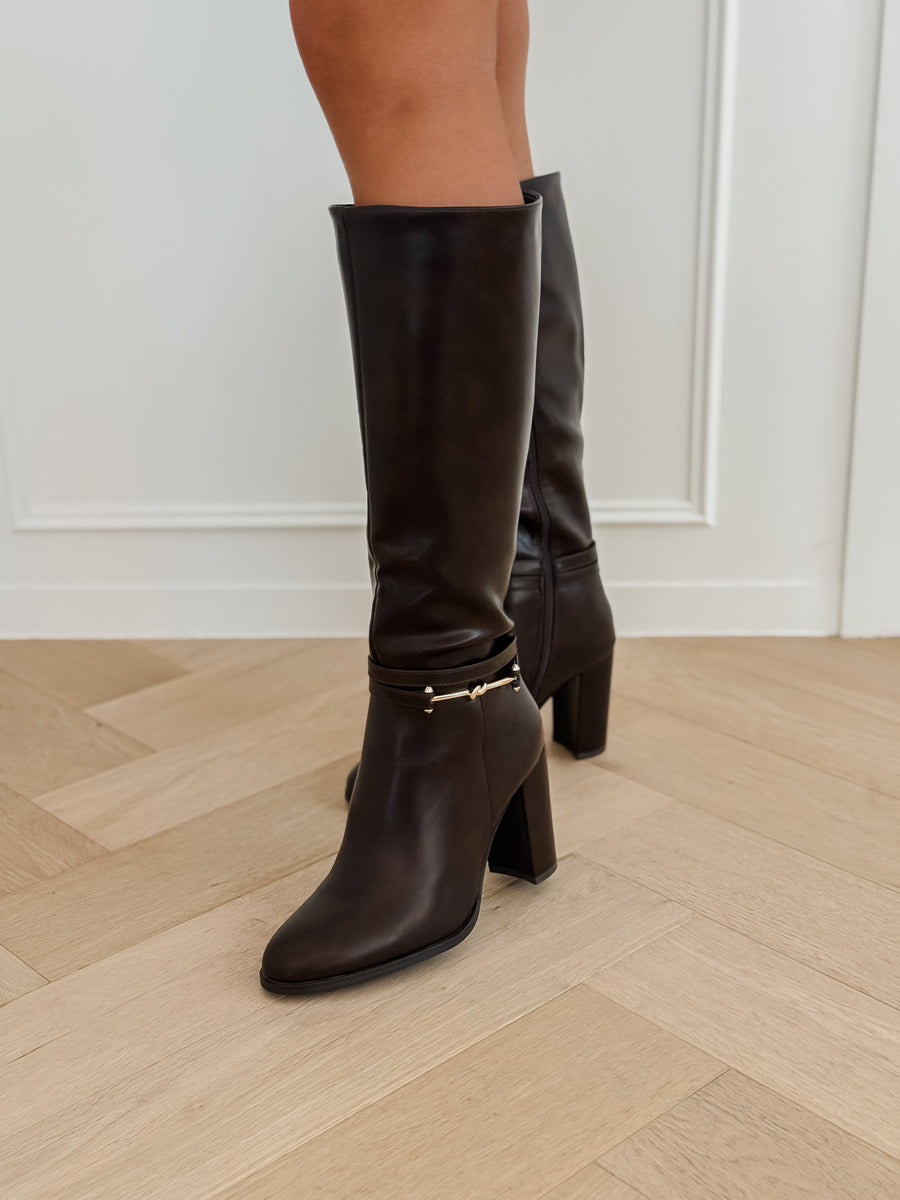 Dark Brown Buckle Maddie Boots