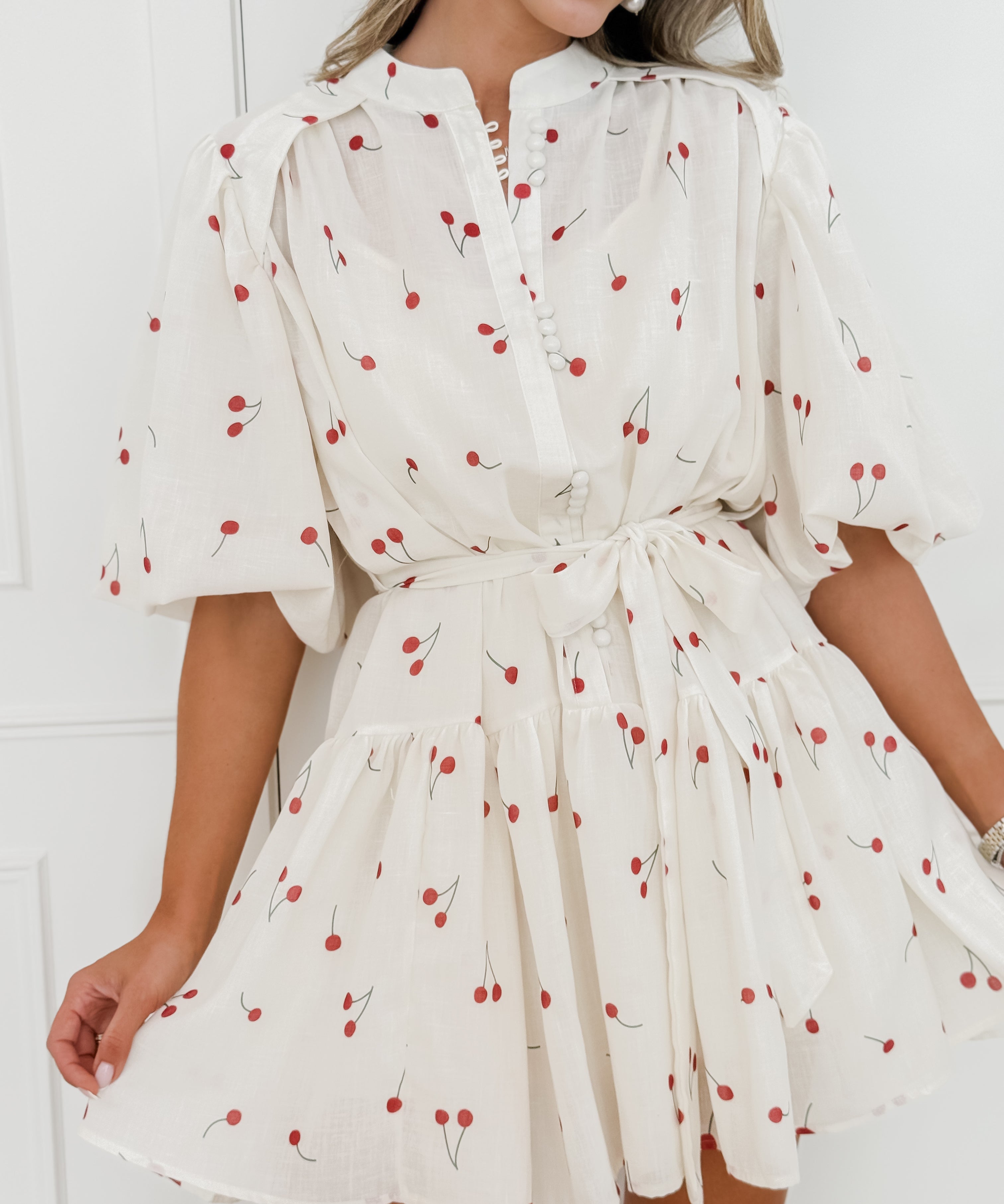 Cream Cherry Mette Dress