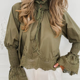 Khaki Lace Annelie Blouse