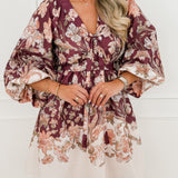 Bordeaux Multicolor Floral Fabienne Dress