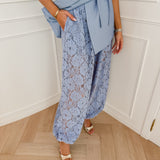 Stone Blue Broderie Manon Trouser
