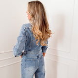 Blue Luisa Long Sleeve Denim Jumpsuit