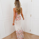 Cream Francine Floral Strap Corset Dress
