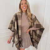 Brown Gemma Pied-De-Poule Pleated Skirt