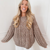Taupe Mirelle Cable Oversized Sweater