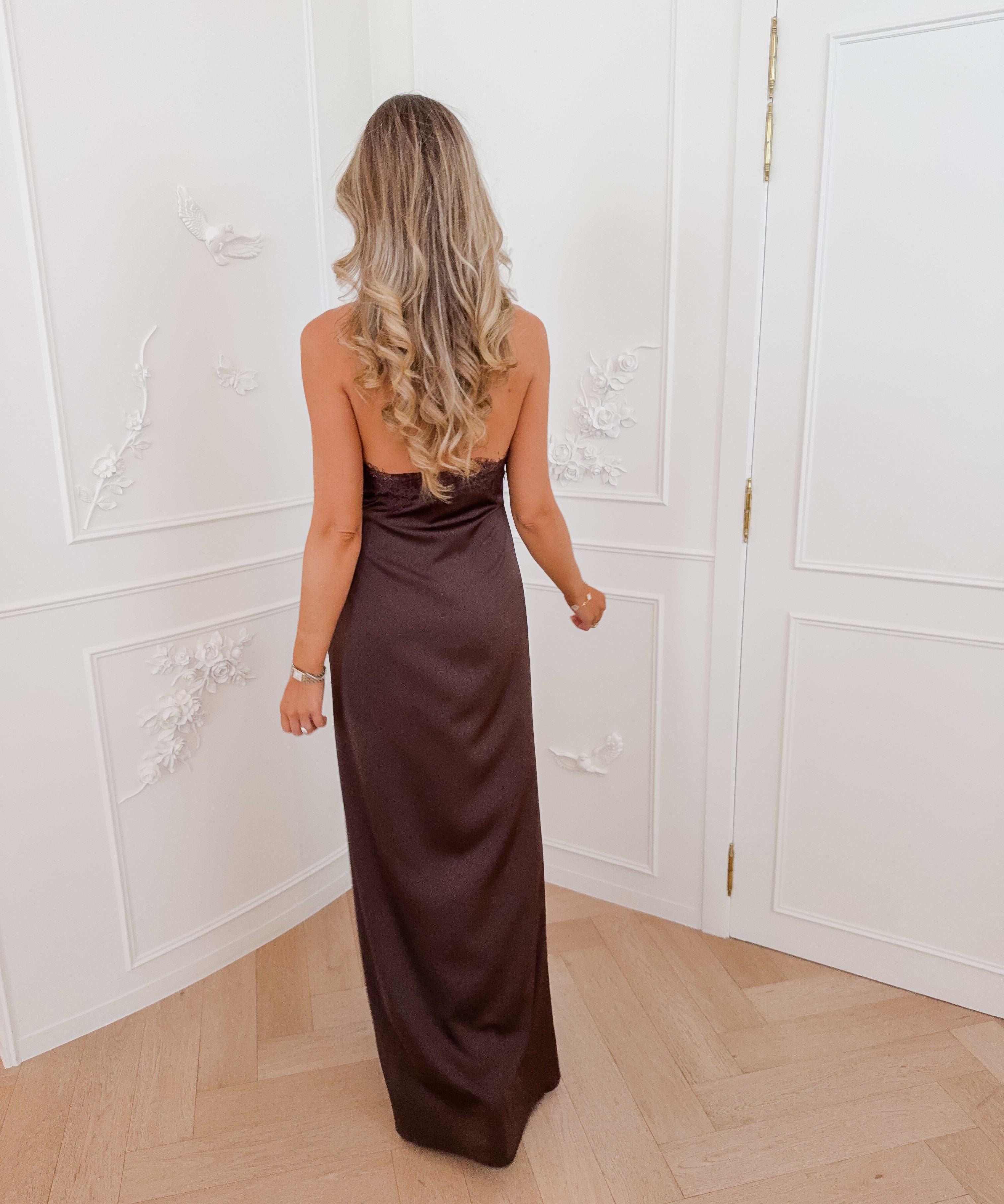 Brown Lace Halterneck Falisha Dress