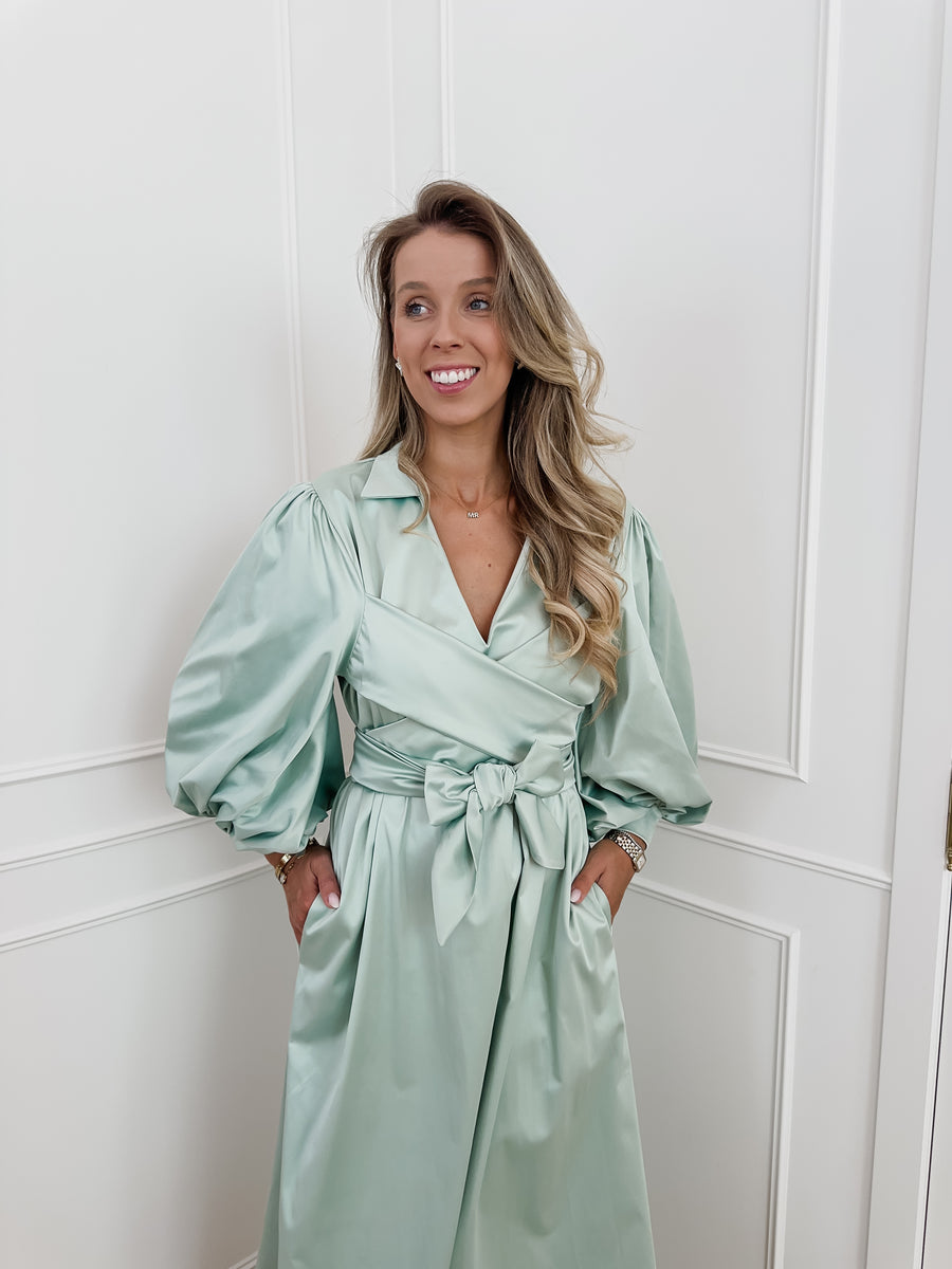 Mint Criss Cross Bow Dress