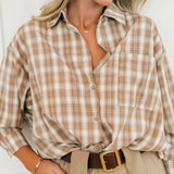 Camel Essi Checked Blouse