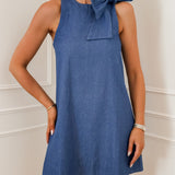 Blue Bow Liena Jeans Dress