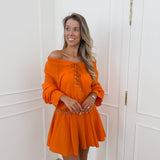Orange Rope Detail Playsuit