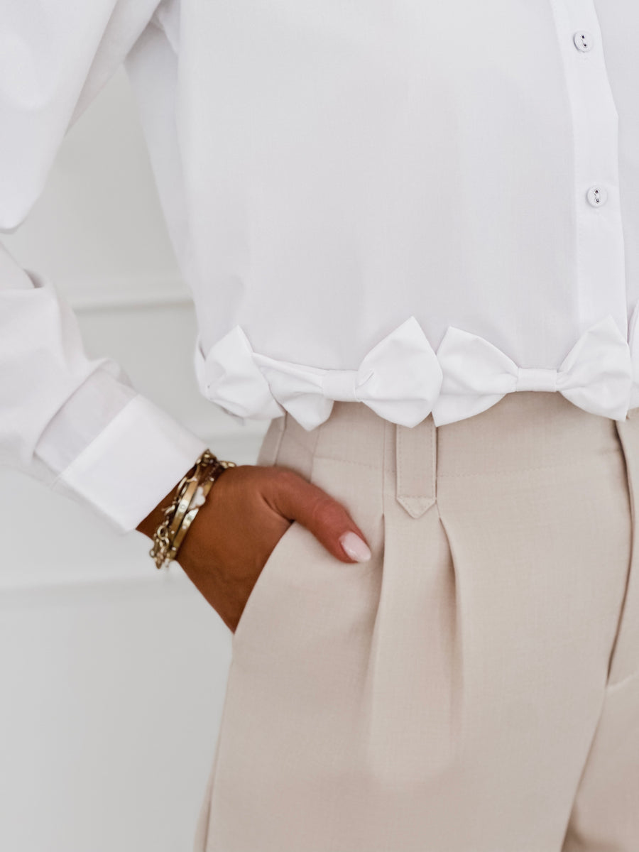 PRE ORDER White Bow Edge Blouse