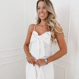 White Satin Big Bow Top