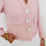 Pink Flower Button Jacket