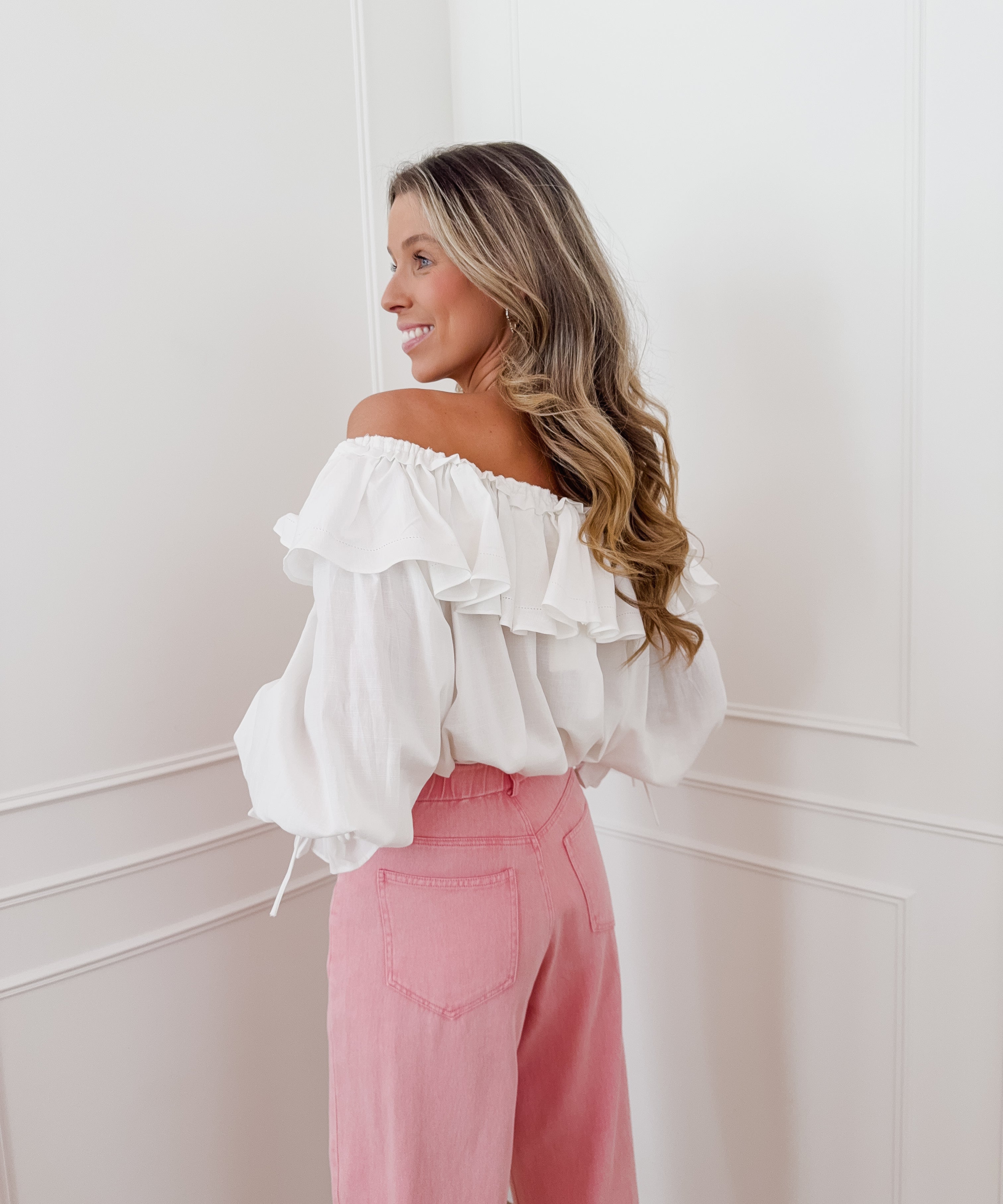 White Off Shoulder Felicia Blouse