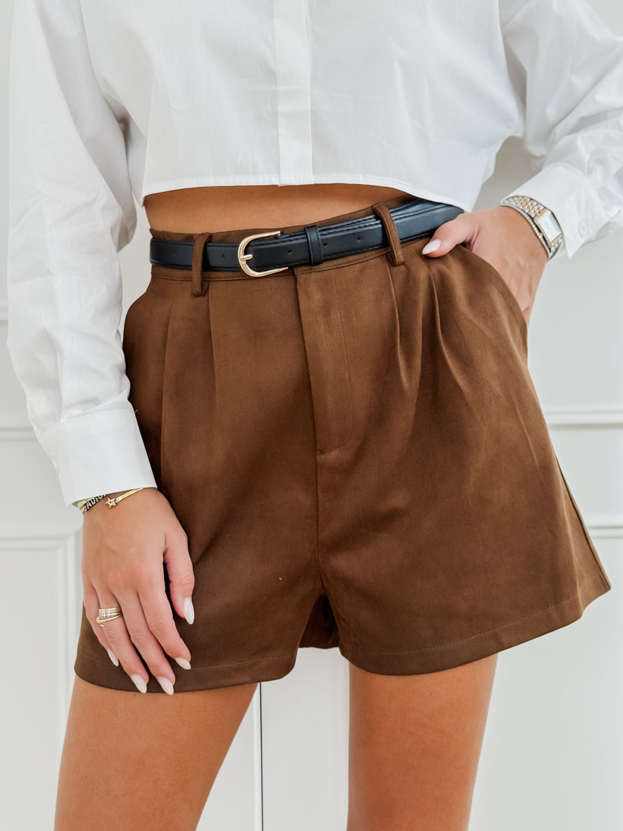 Suede Chocolate Belt Short