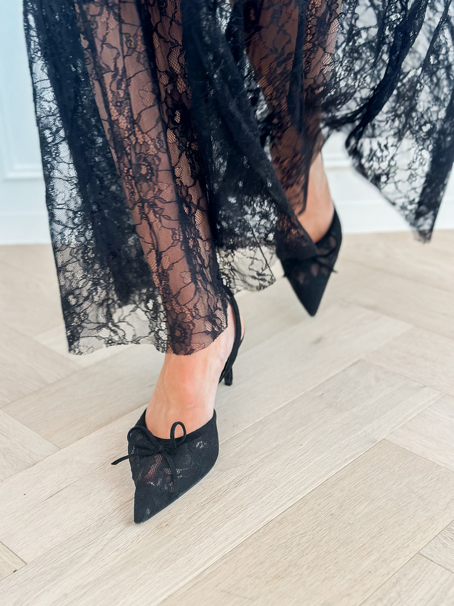 Black Lace Heels