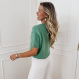 Green Diamond Neckline (SHORT SLEEVE) Sweater