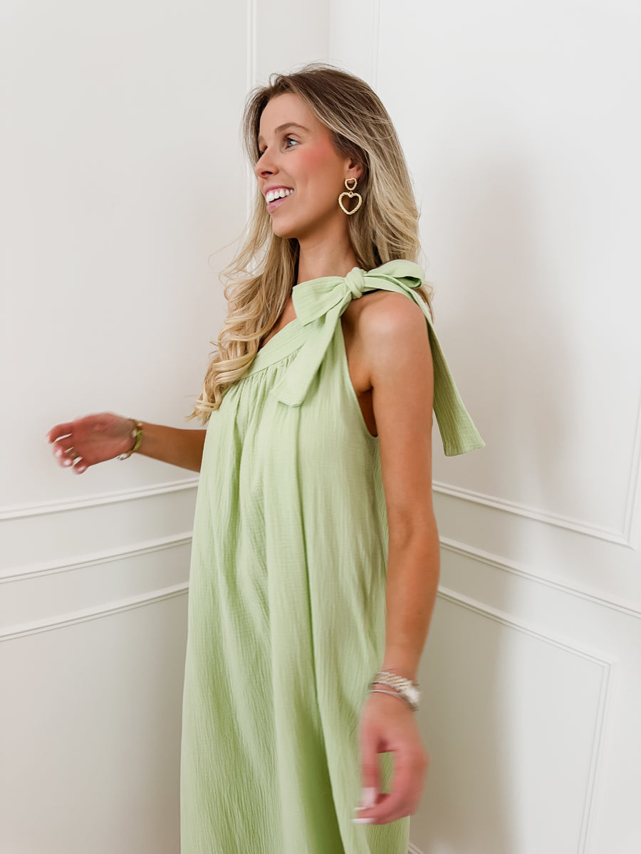 Green Spring One Shoulder Dress