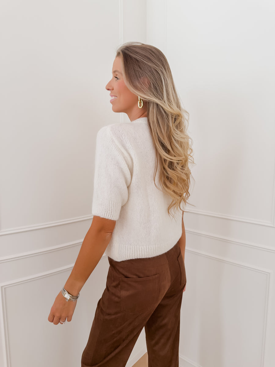 Crème Golden Button (SHORT SLEEVE) Gilet