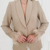 Beige Feather Blazer