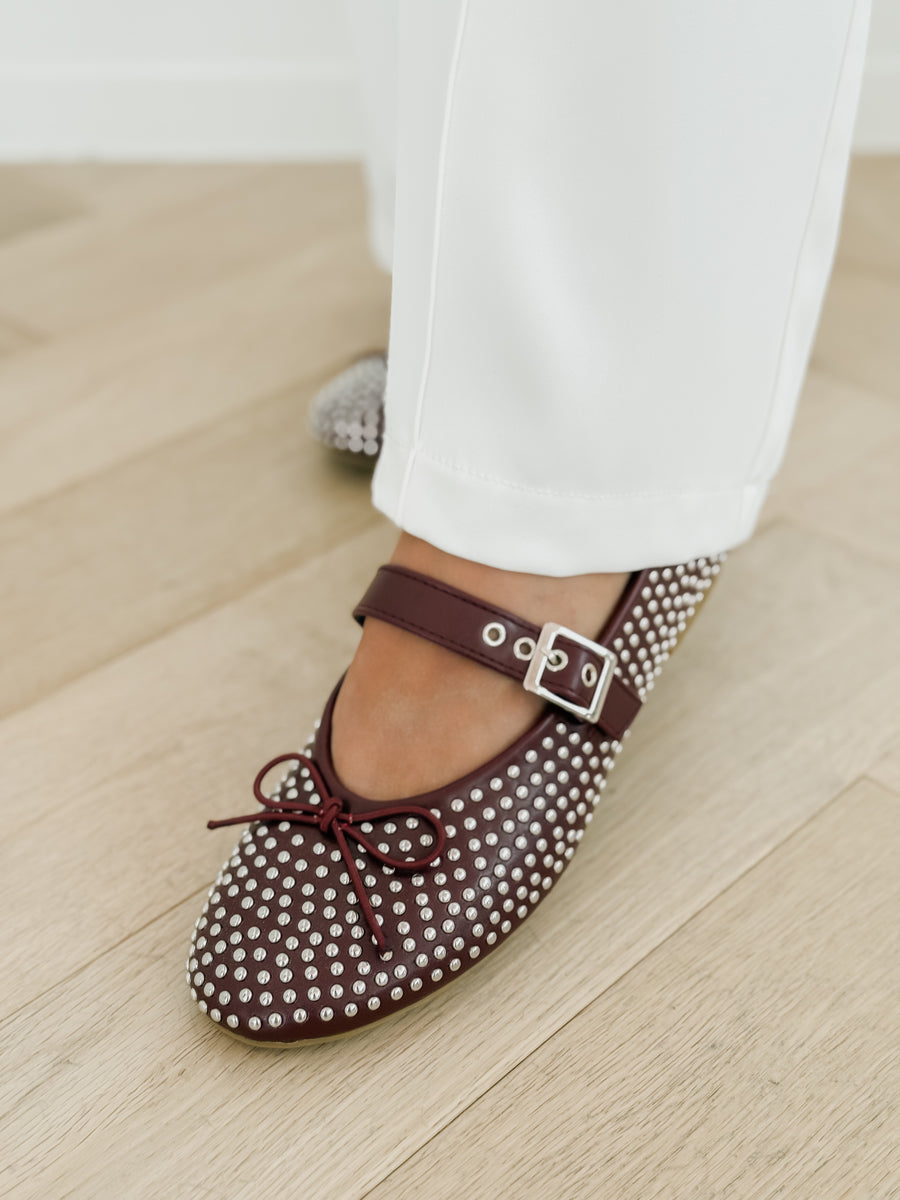 Bordeaux Silver Studs Ballerina