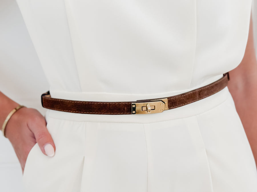 Dark Brown Suede Clara Belt