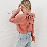 Pink Shimmer Bow Blouse