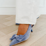 Blue Suede Bow Heels