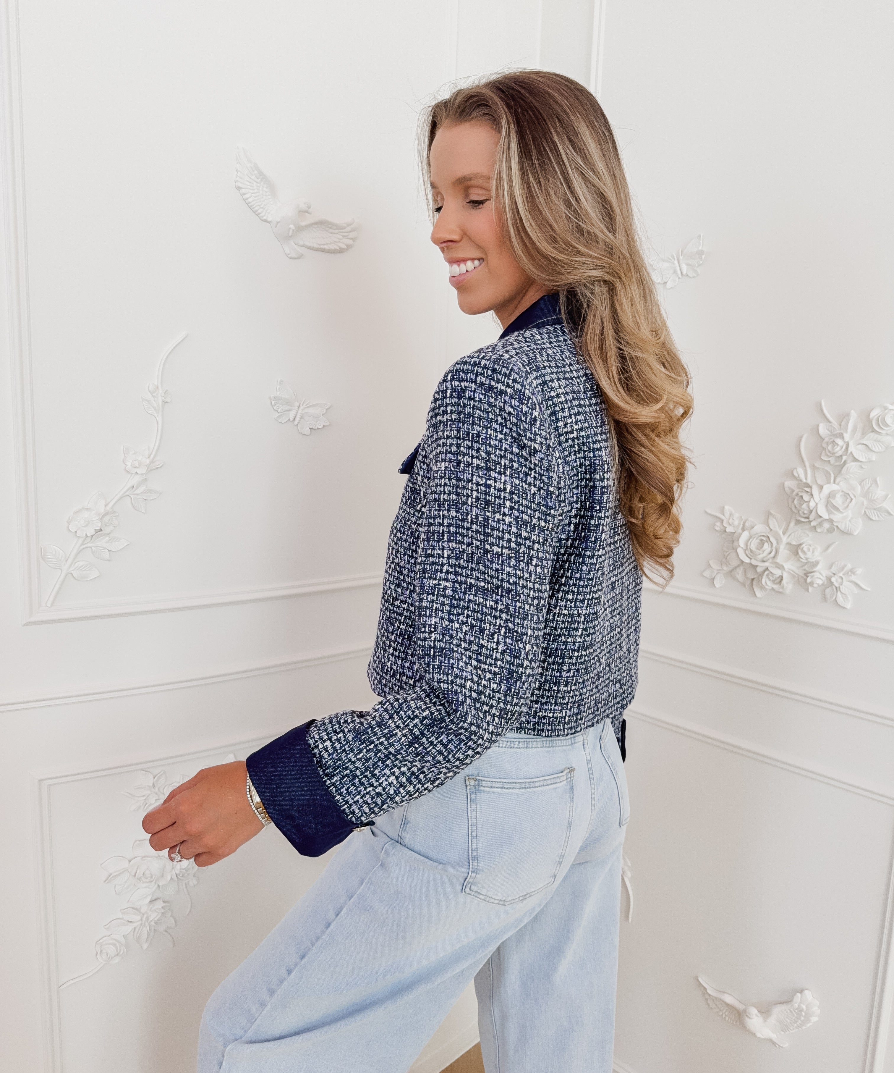 Navy Silver Tweed Cindy Jacket