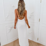 Cream Halsey Beaded Straps Open Back Dress