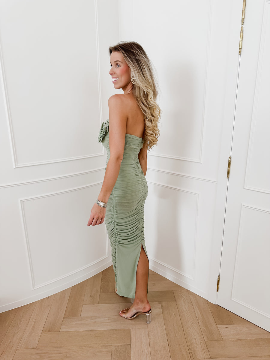 Sage Green Ribbel Dress
