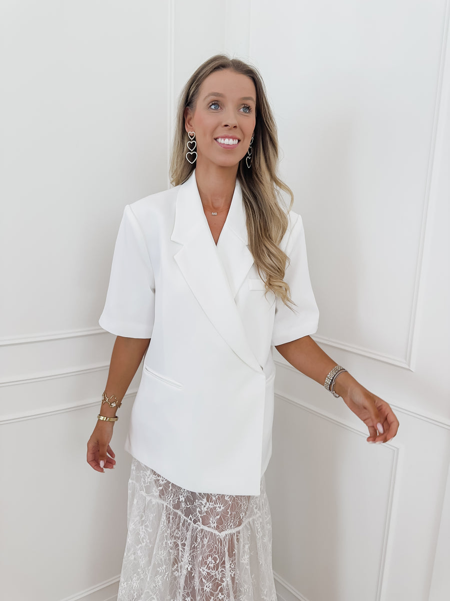 White Short Sleeve Julia Blazer