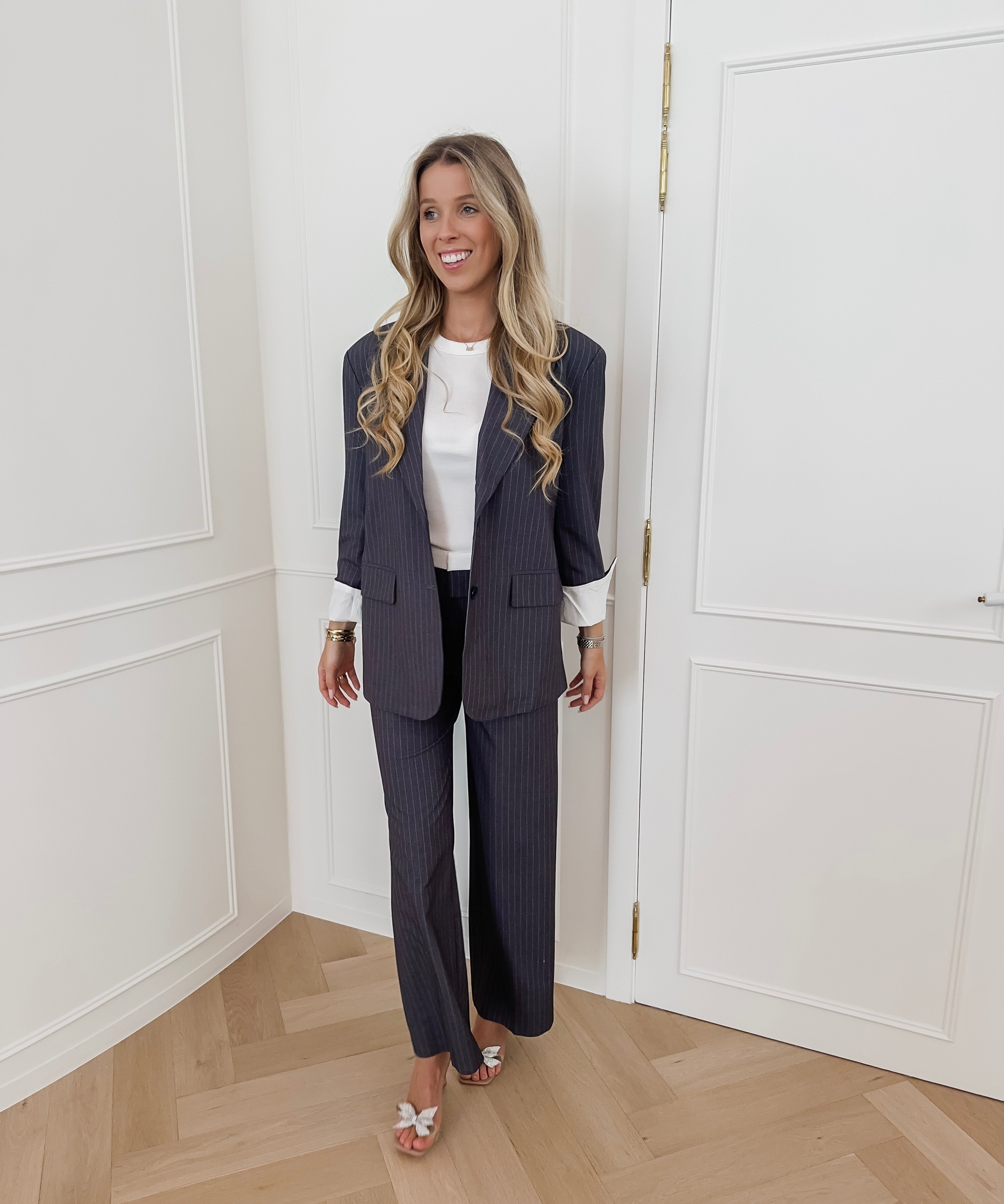 Grey Striped Ariana Trouser