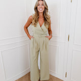 Green Elanie V-Neck Jumpsuit