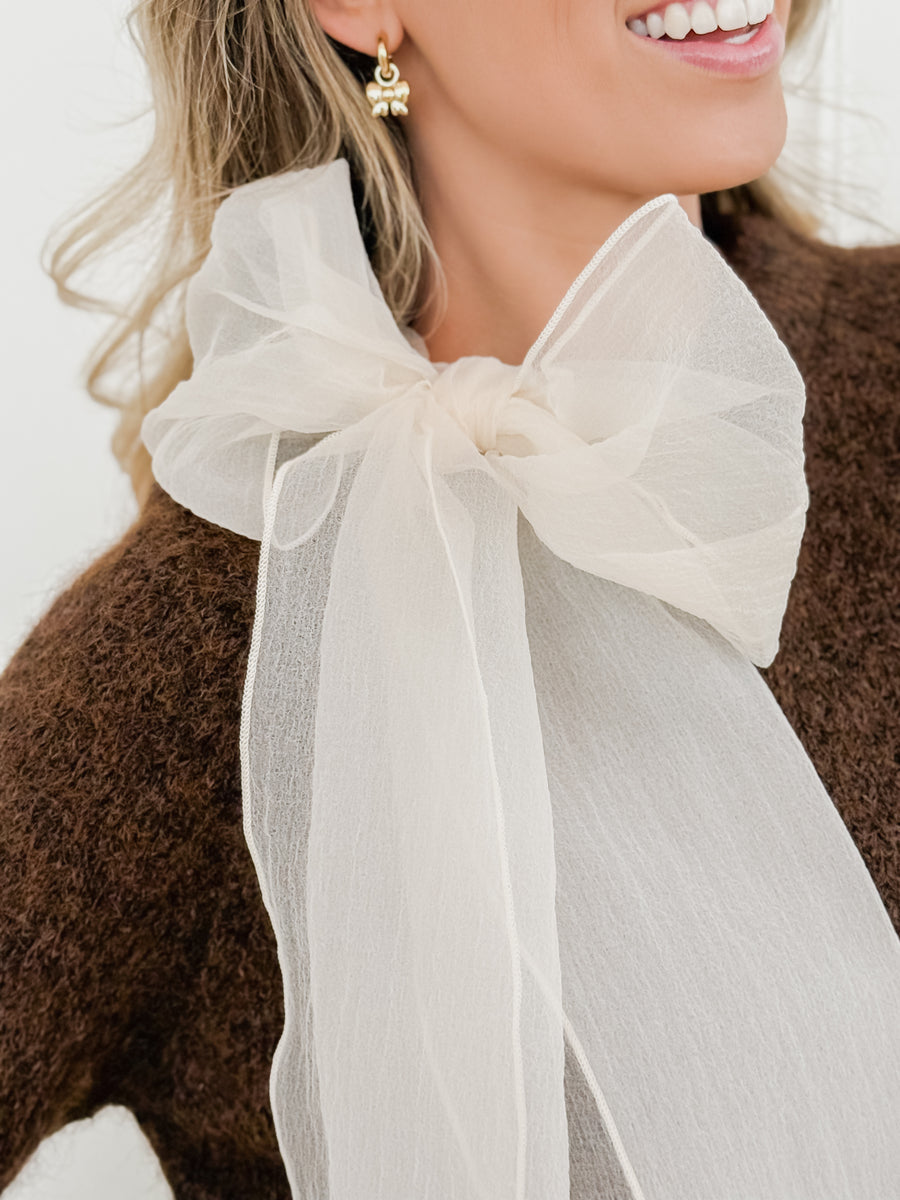 Brown Big Side Bow Sweater