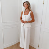 Cream Aurielle Button Top