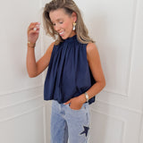 Dark Blue Open Back Leah Top