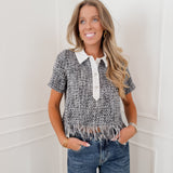 Black White Annabelle Tweed Shirt