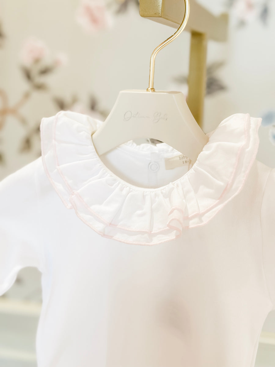 BABY - White Pink Detailled Frill Collar Body