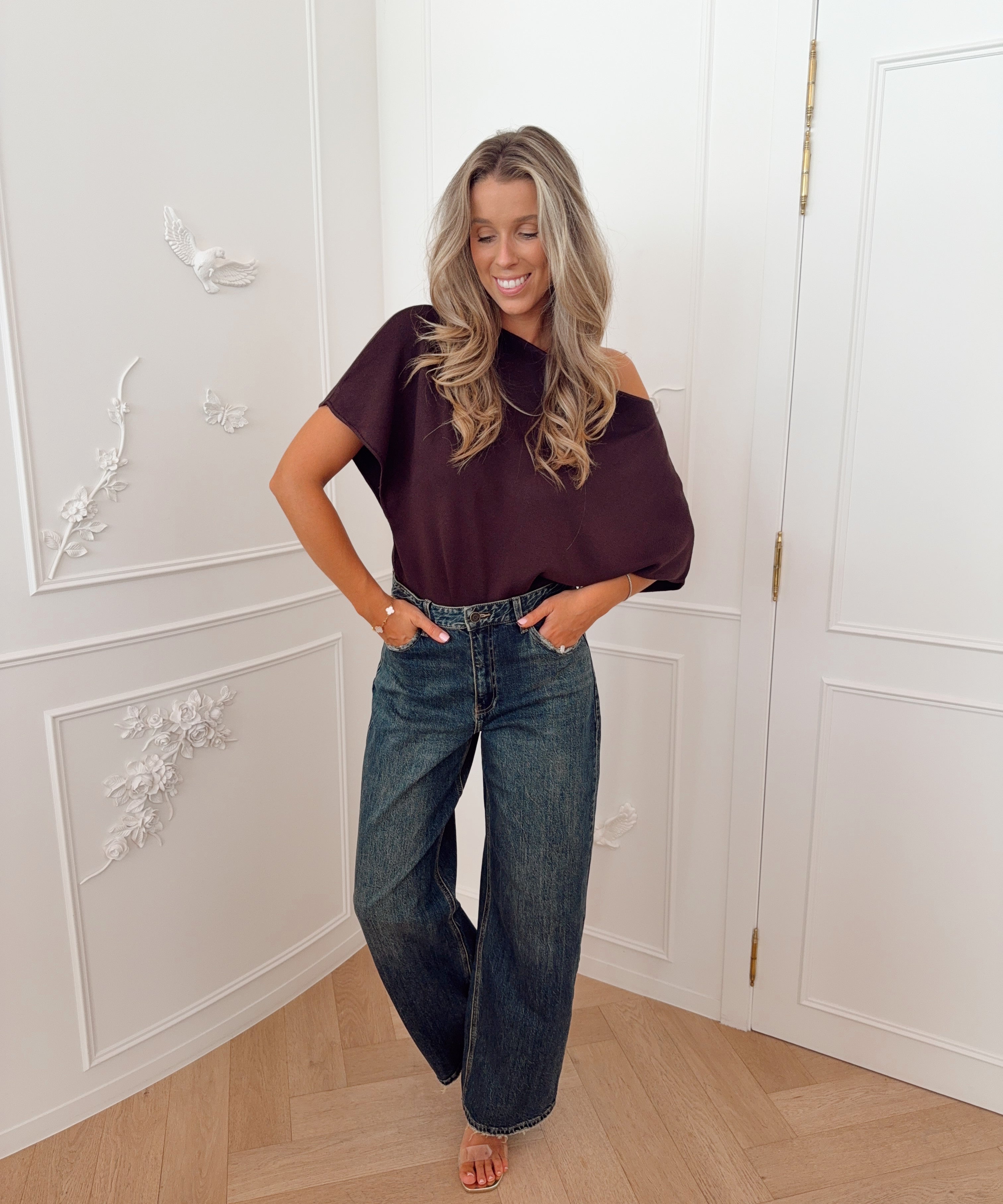 Dark Denim Queenie Leather Pocket Jeans