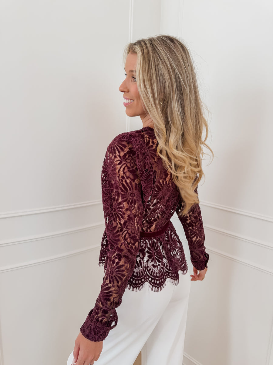 Burgundy Eleanor Lace Blouse