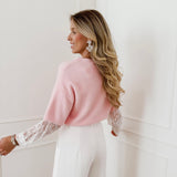 Pink Lace Long Sleeve Sweater