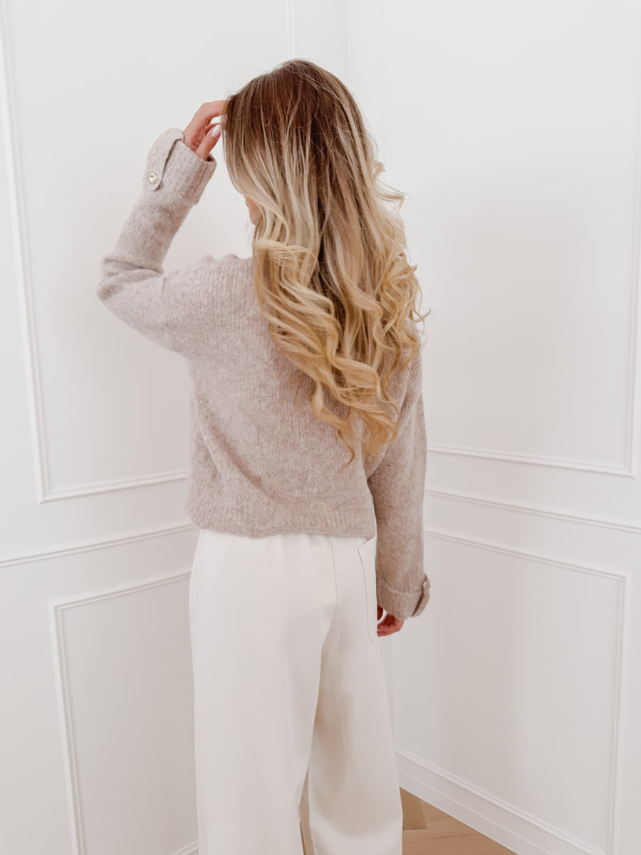 Taupe Paige Golden Button Cardigan