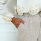 Ivory Evalina Flower Edge Top